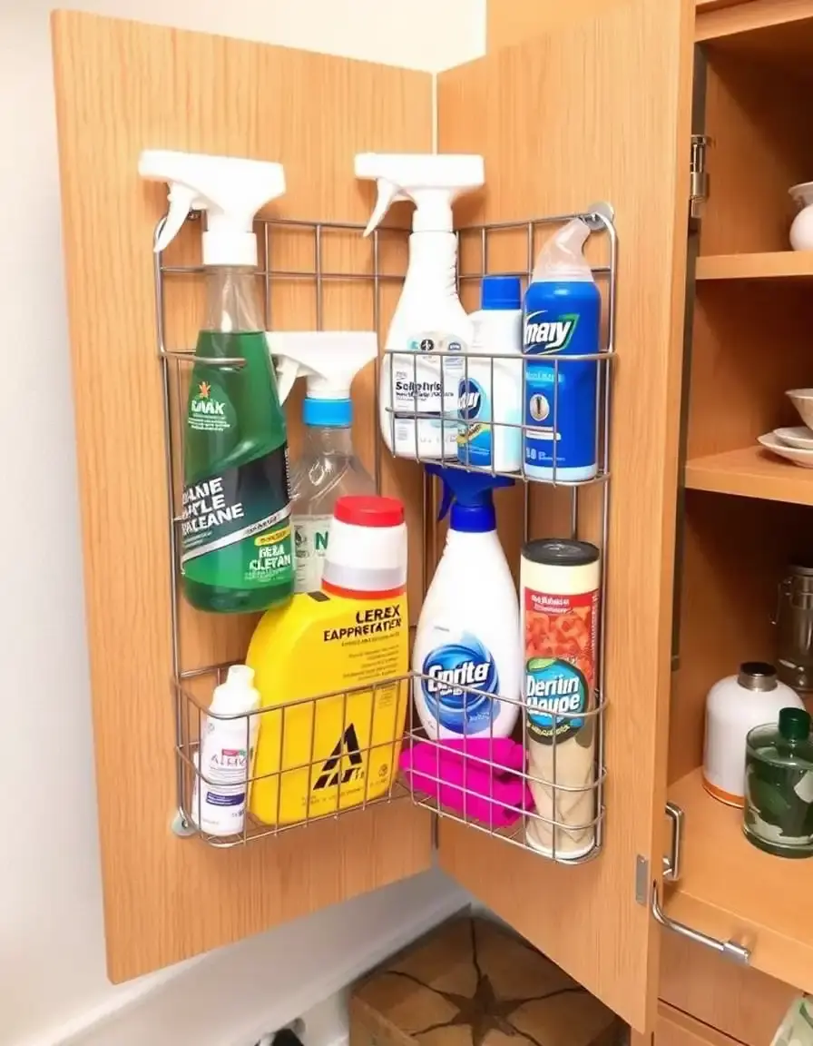 Organisateur de porte d'armoire de cuisine pour produits d'entretien