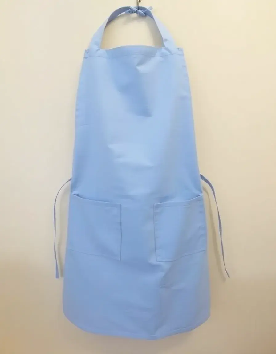 Tablier de cuisine bleu en coton avec poches