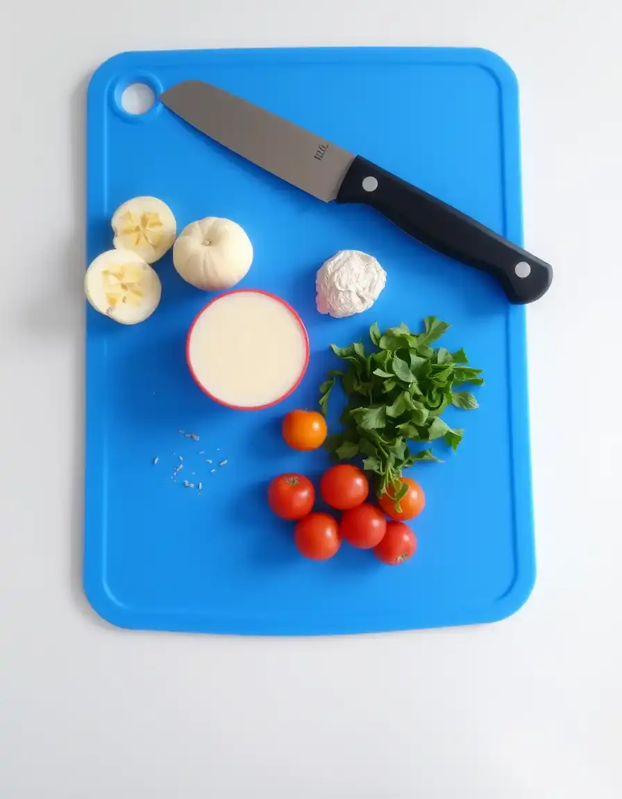 Planche à découper bleue antidérapante