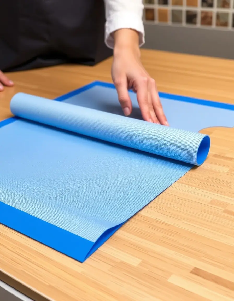 Tapis de cuisson en silicone bleu résistant à la chaleur
