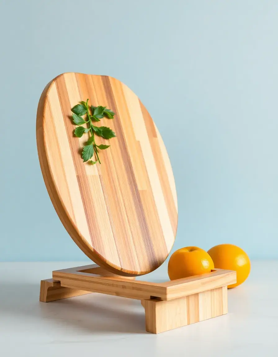 Planche à découper surélevée en bambou pour ergonomie cuisine