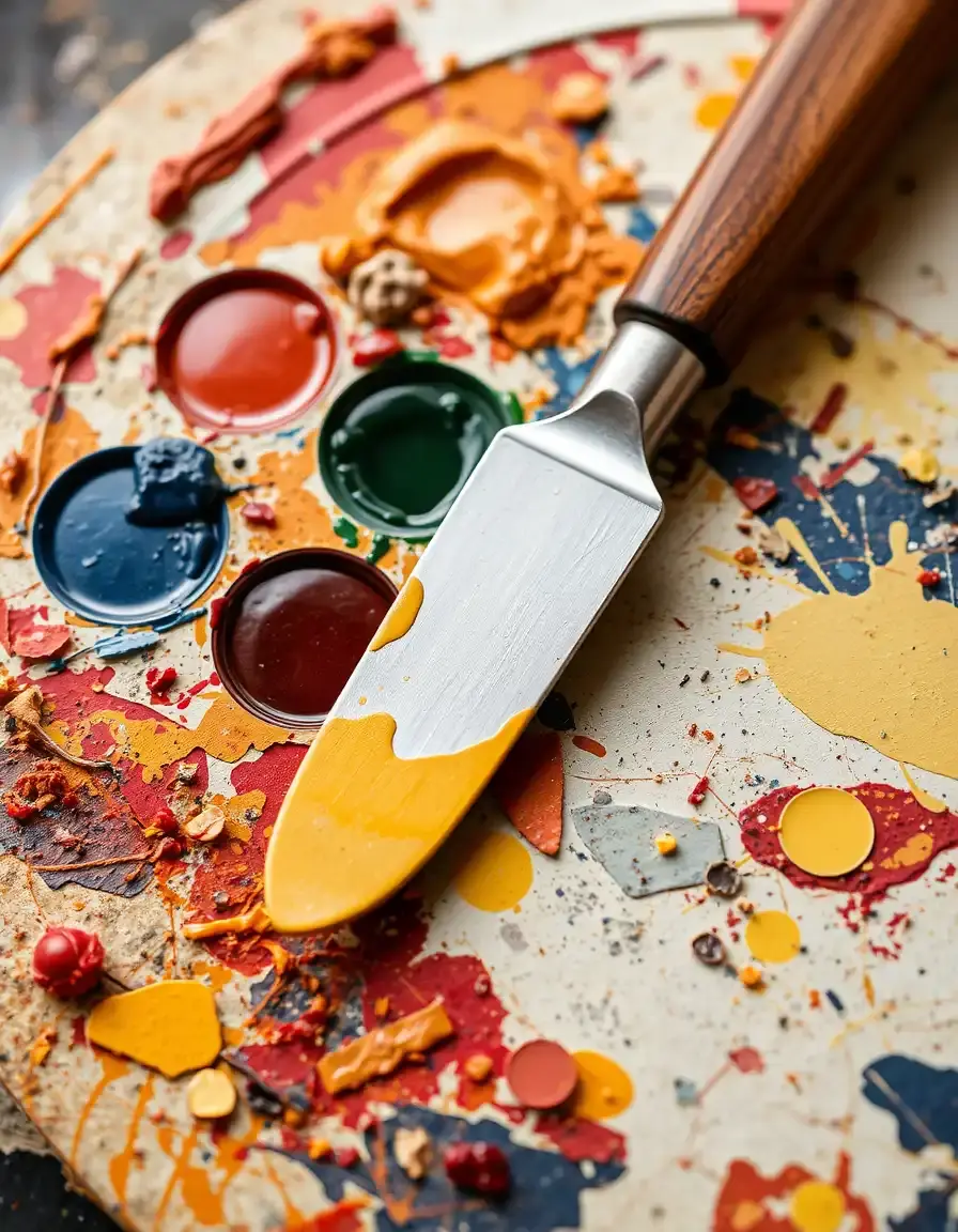 Couteau à palette en métal pour mélange de textures et couleurs