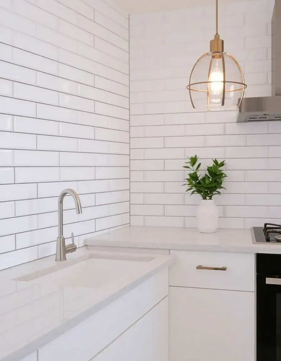 Carrelage adhésif moderne subway blanc pour credence cuisine moderne