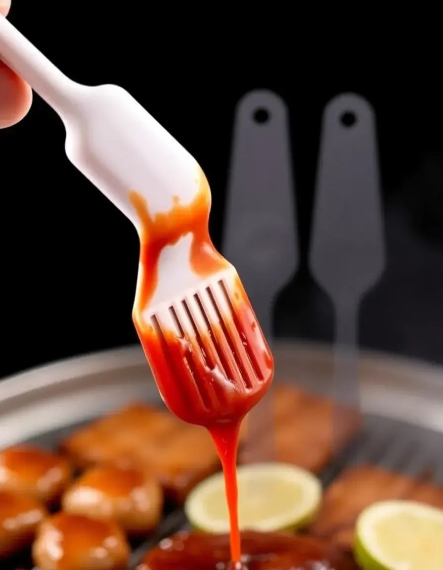 Pinceau de cuisine en silicone à long manche pour barbecue