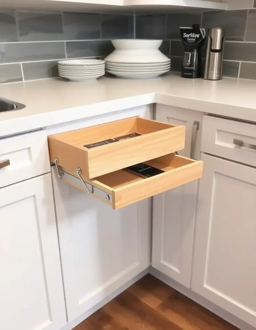 Tiroir d'angle coulissant pour optimisation espace cuisine