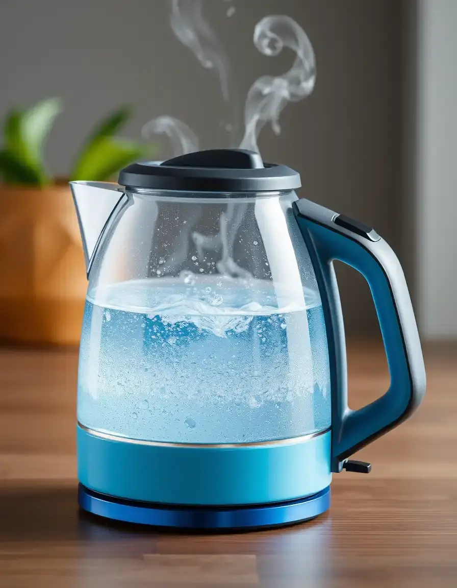 Bouilloire électrique bleue moderne 1.7L pour thé et café