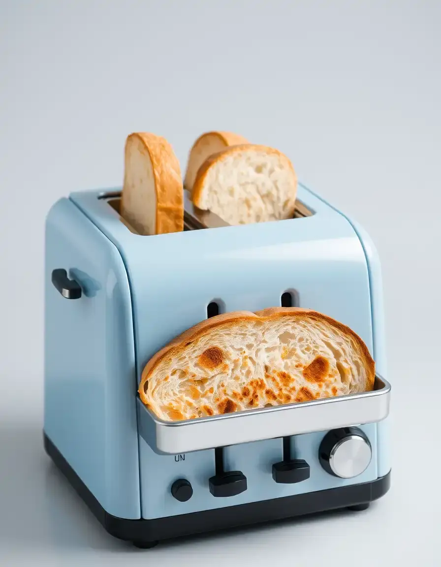 Grille-pain bleu à fentes larges pour petit-déjeuner design