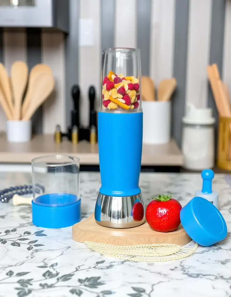 Mini blender bleu portable pour smoothies et jus frais
