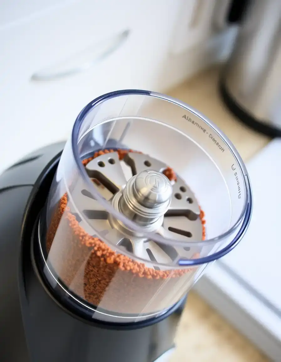 Moulin à épices électrique en acier inoxydable dans une cuisine équipée
