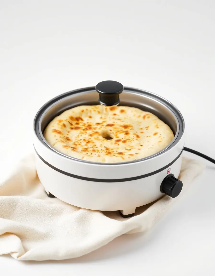 Chauffe-pain pita électrique rond en tissu blanc