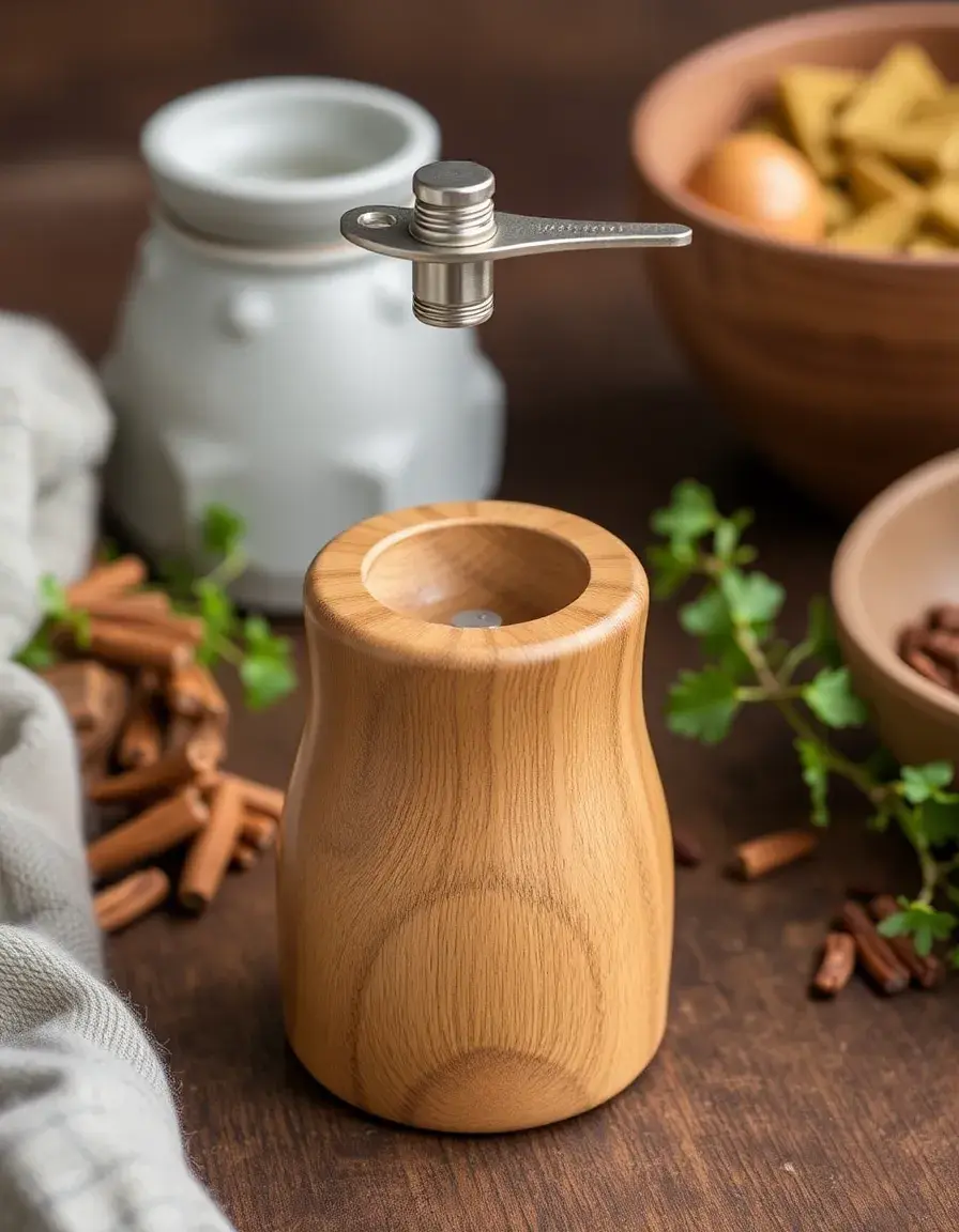 Moulin à épices manuel en bois pour zaatar