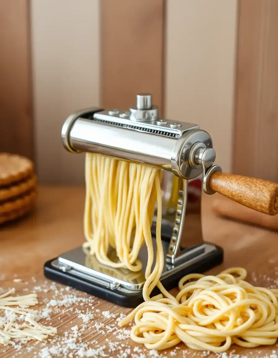 Machine à pâtes manuelle en acier chromé avec rouleaux ajustables