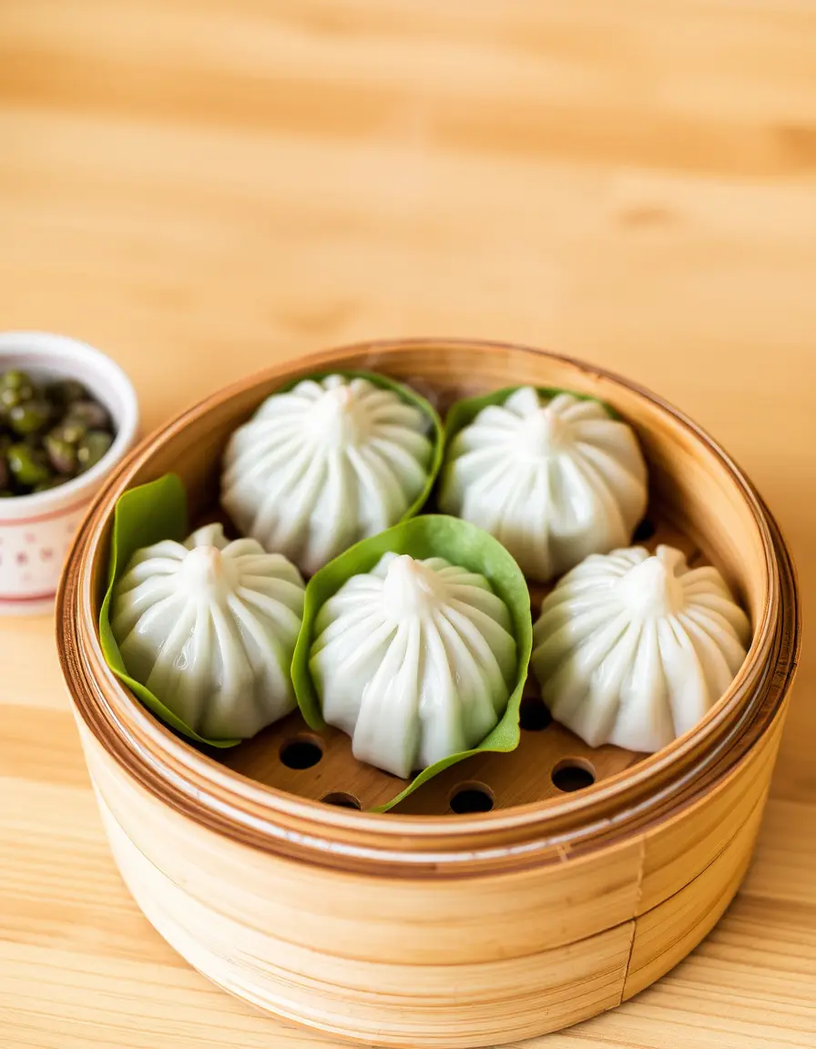 Panier vapeur en bambou pour dim sum et raviolis chinois