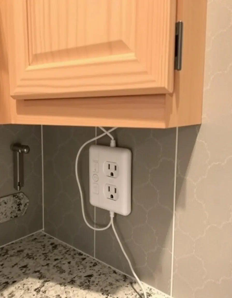 Multiprise discrète escamotable pour îlot de cuisine