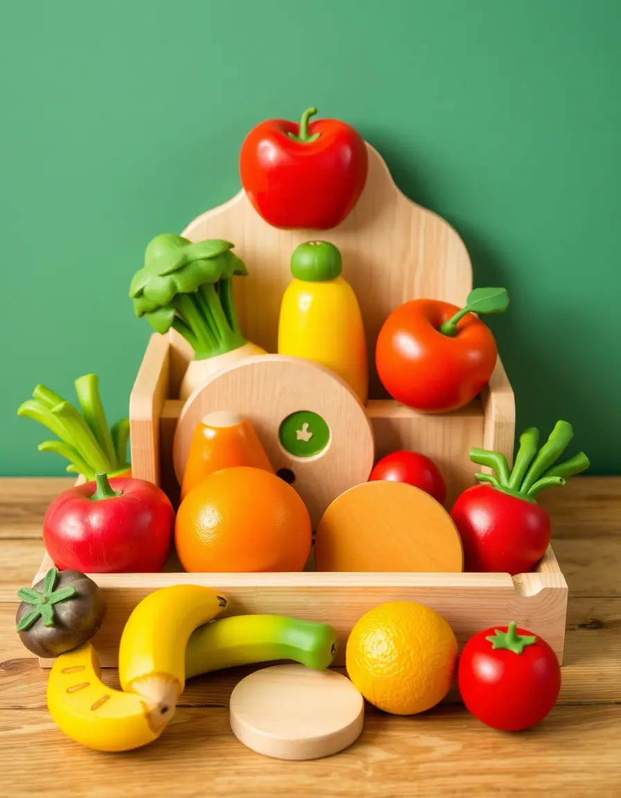 Set d'aliments en bois fruits et légumes