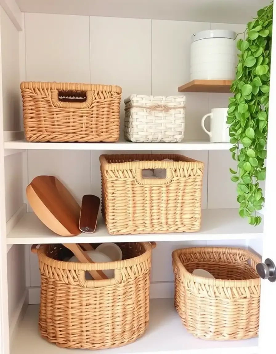 Paniers en osier pour rangement cuisine élégant
