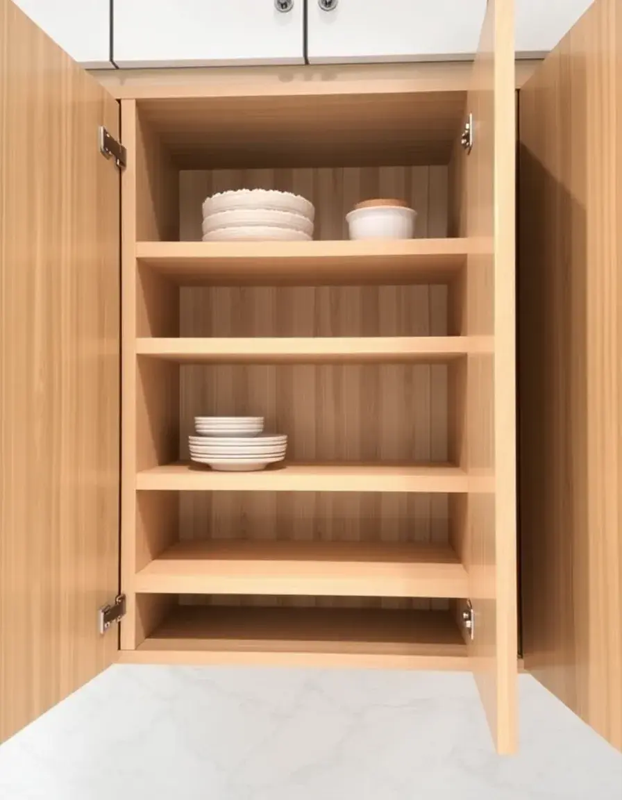 Système d'étagère escamotable hydraulique pour meuble de cuisine