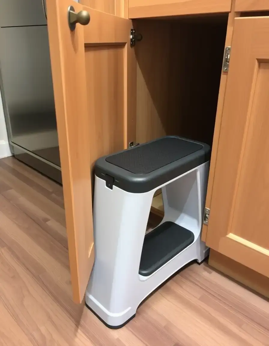 Marche-pied magnétique discret pour meuble de cuisine