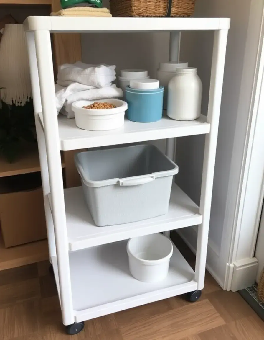 Desserte de rangement fine à 3 niveaux pour cuisine meuble rangement