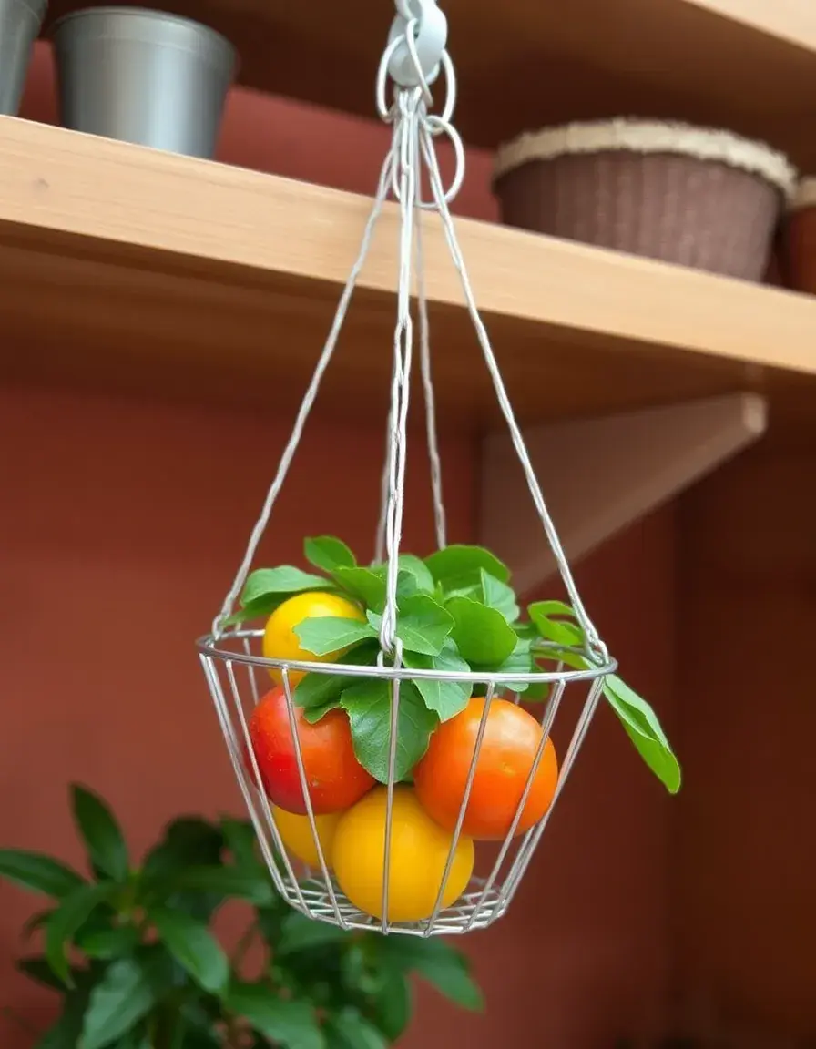 Panier suspendu sous étagère en fil de fer pour fruits et légumes