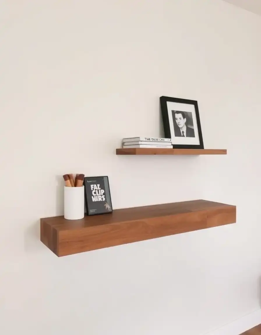 Étagère murale flottante en bois pour décoration et rangement cuisine