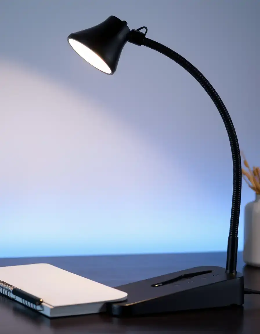 Lampe de travail à clip noire avec col de cygne flexible