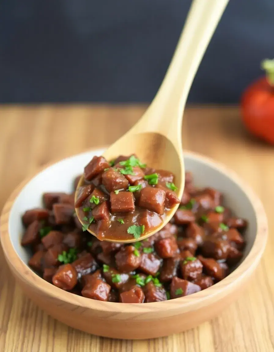 Grande cuillère en bois pour mélanger délicatement la caponata