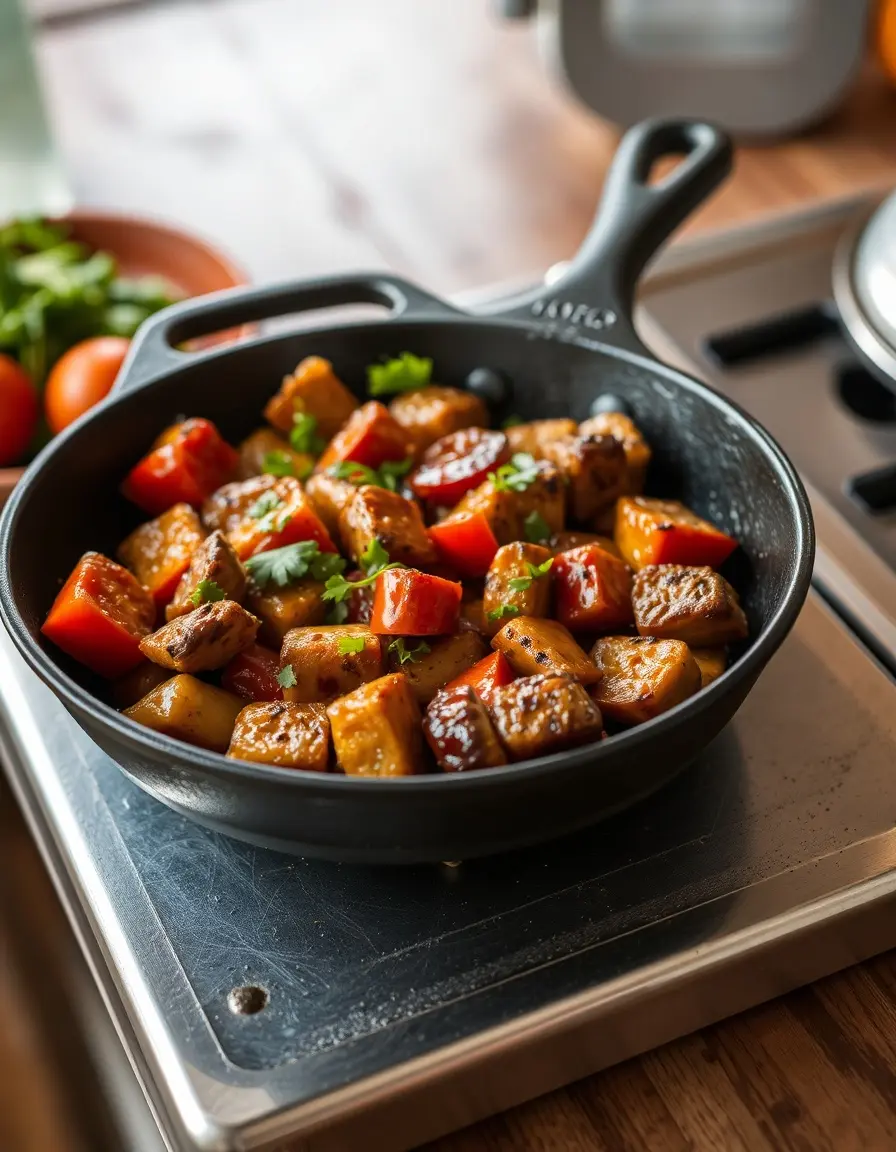 Poêle à fajita en fonte avec support en bois et poignée