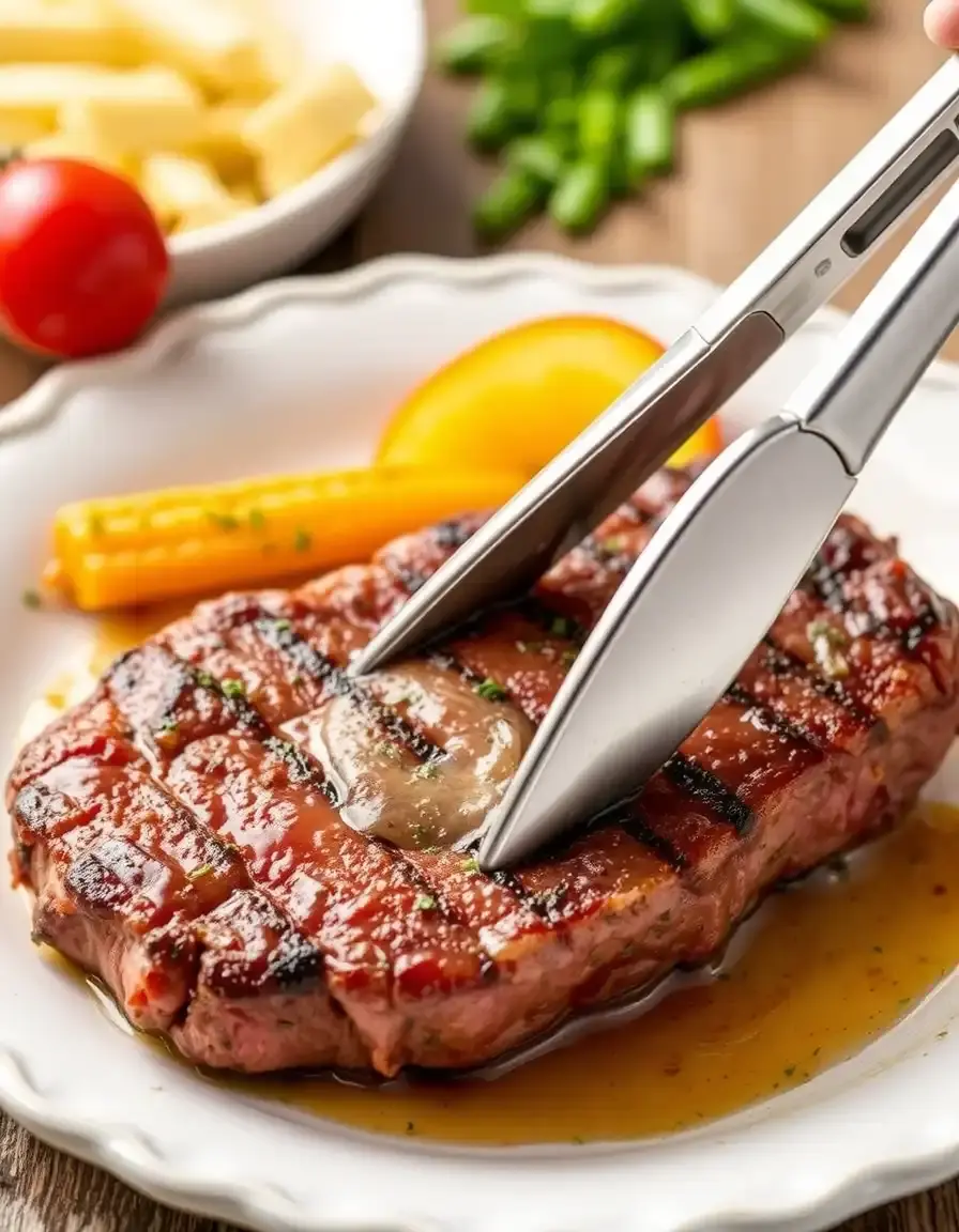Pince à steak à bords festonnés