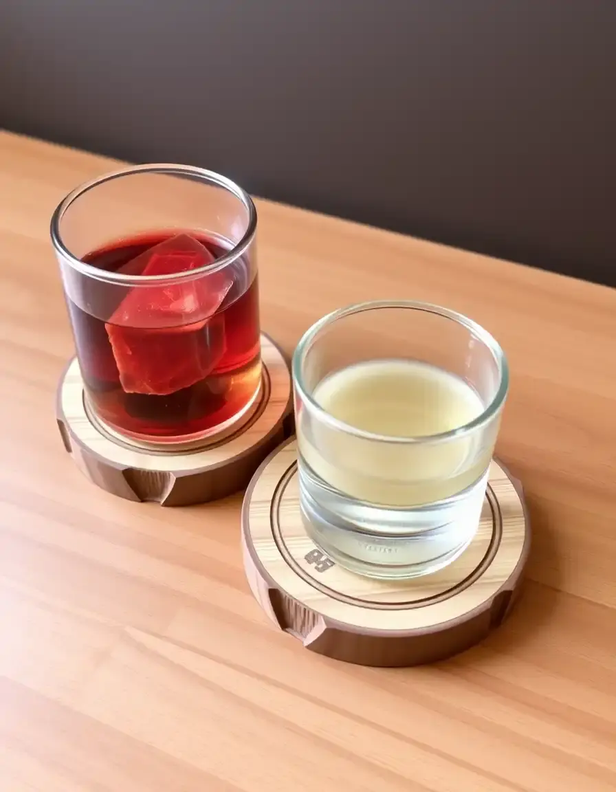 Set de 4 dessous de verre en bois naturel
