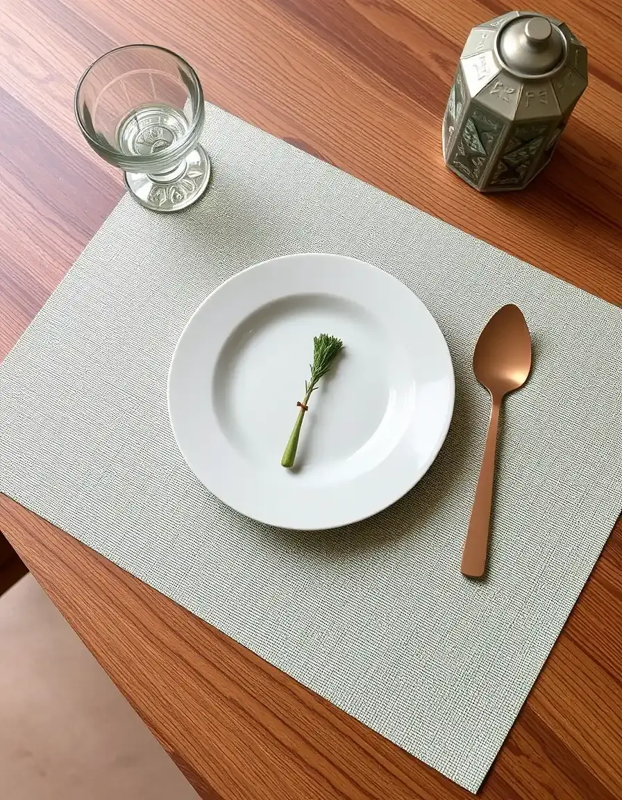 Set de table en vinyle vert sauge facile à nettoyer