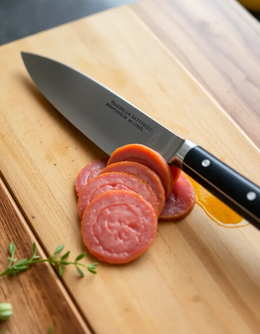 Couteau tranchant pour couper des rondelles nettes de boudin noir