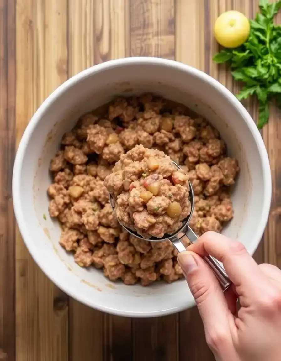 Cuillère de dosage pour préparer des portions égales de farce