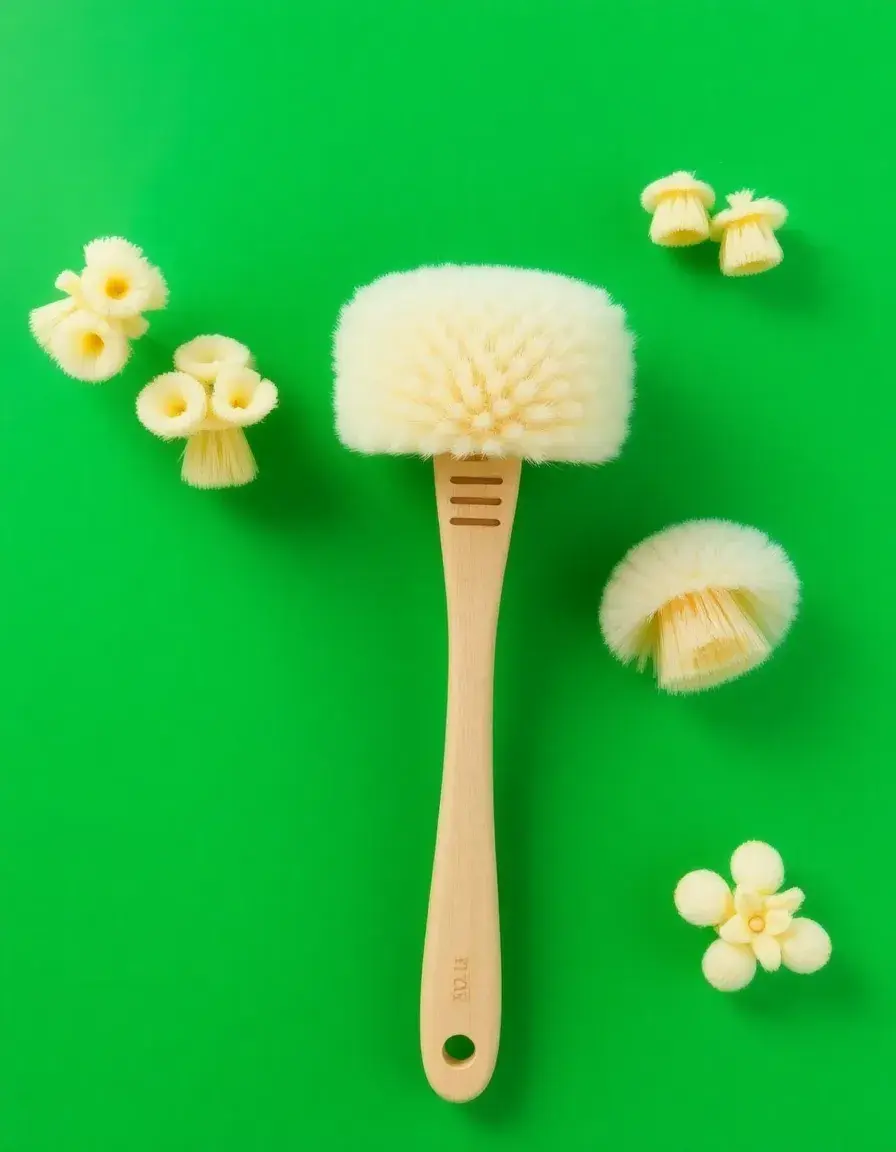 Brosse à champignons en bois à poils souples