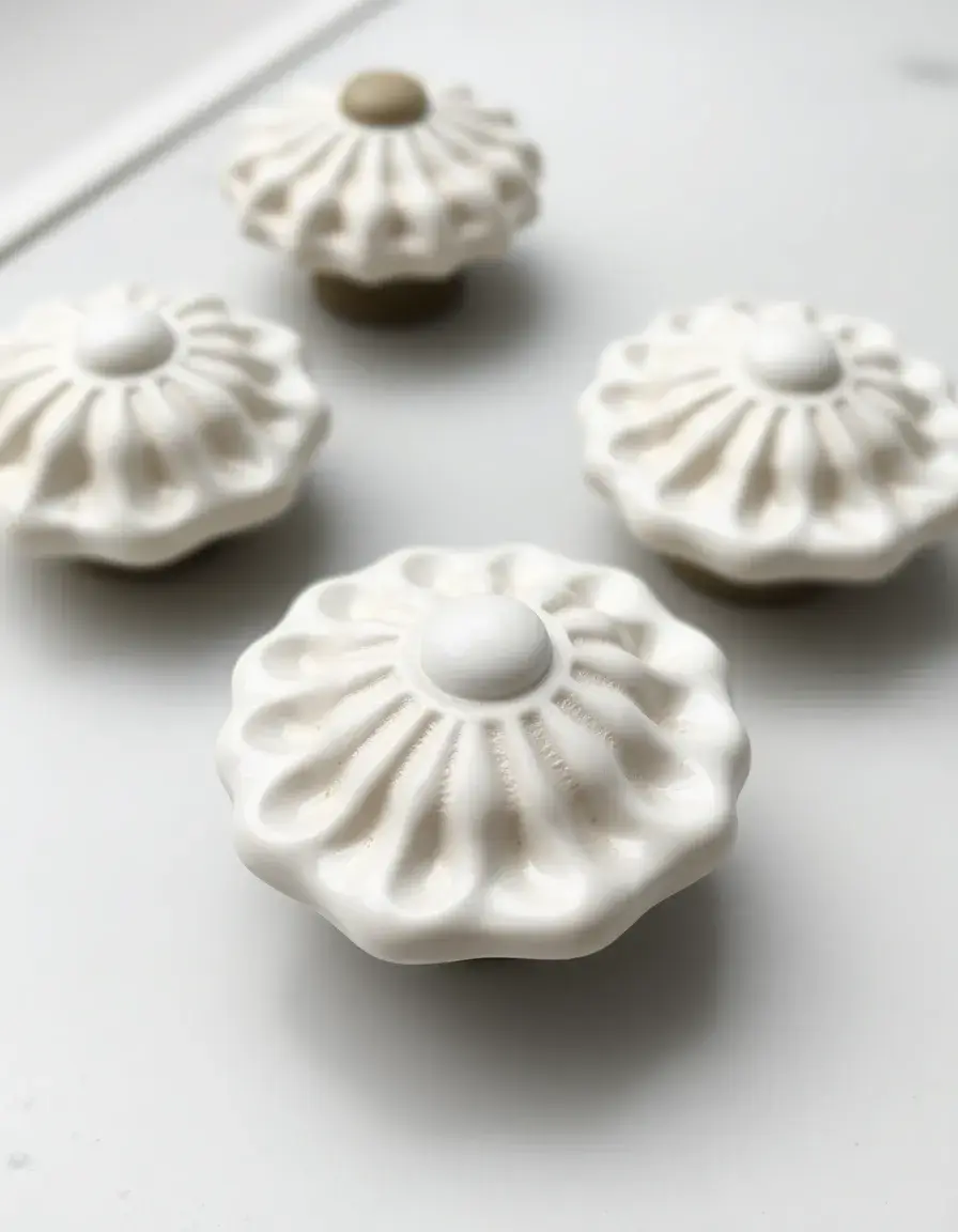 Poignée de meuble en céramique design blanc pour cuisine