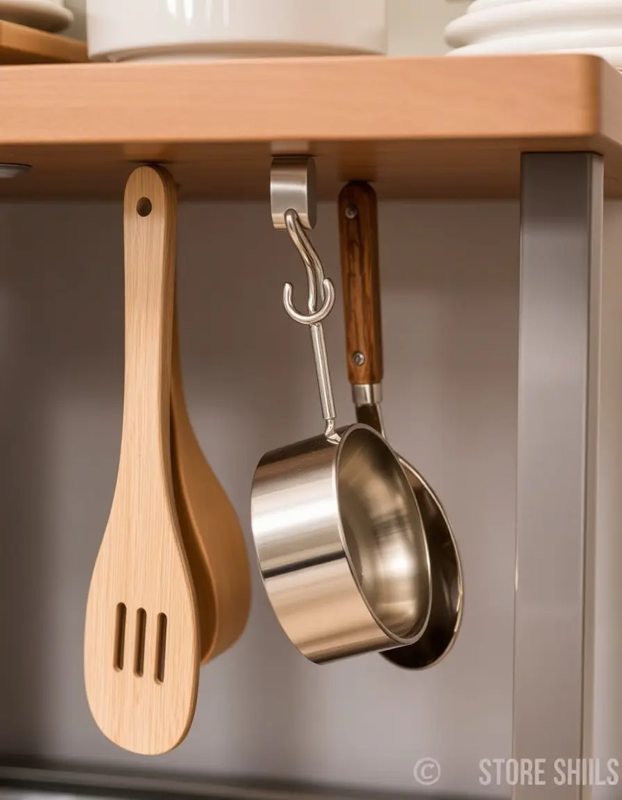 Rail à crochets suspendus pour ustensiles de cuisine