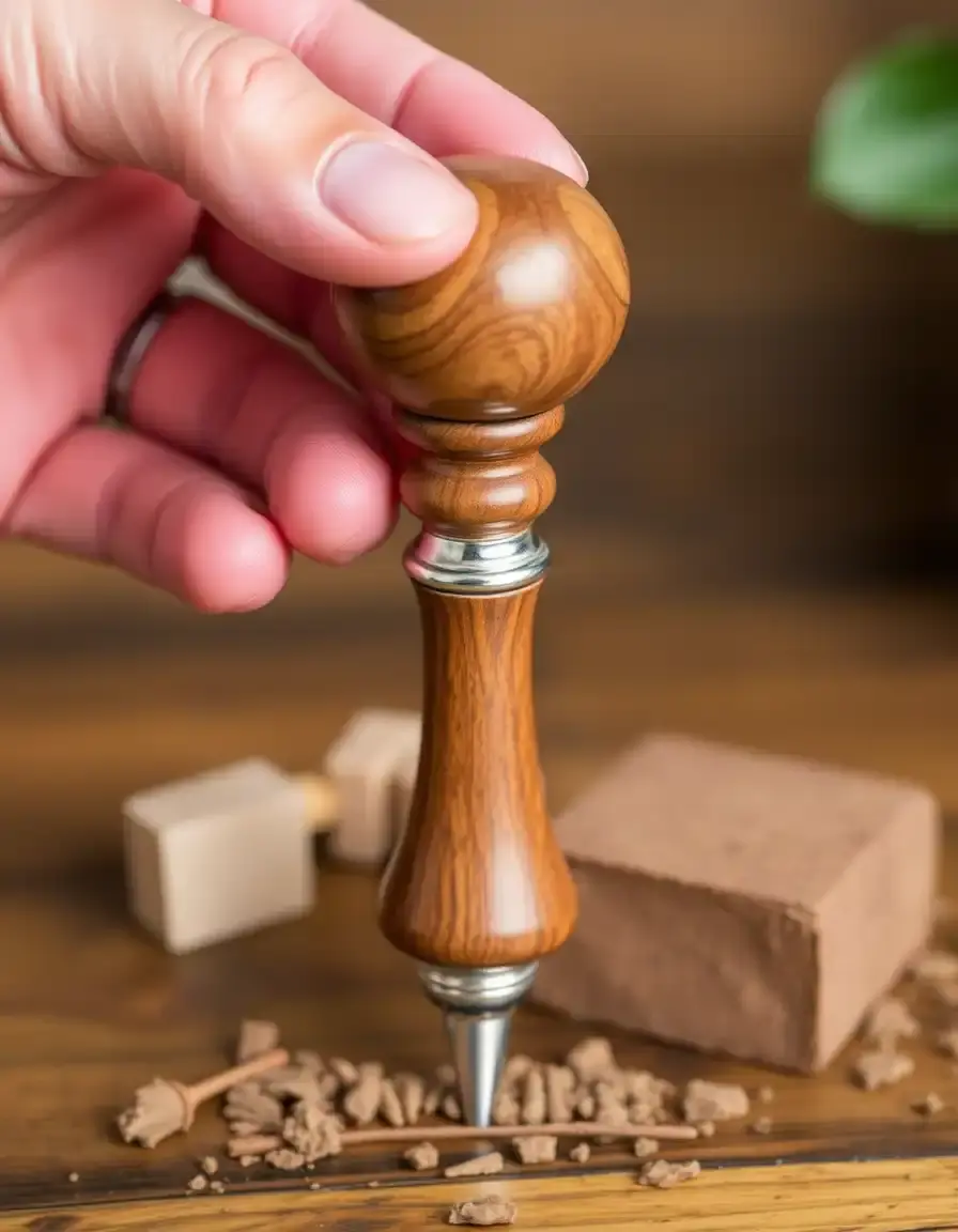Tamper à espresso haut de gamme avec manche en bois 58mm