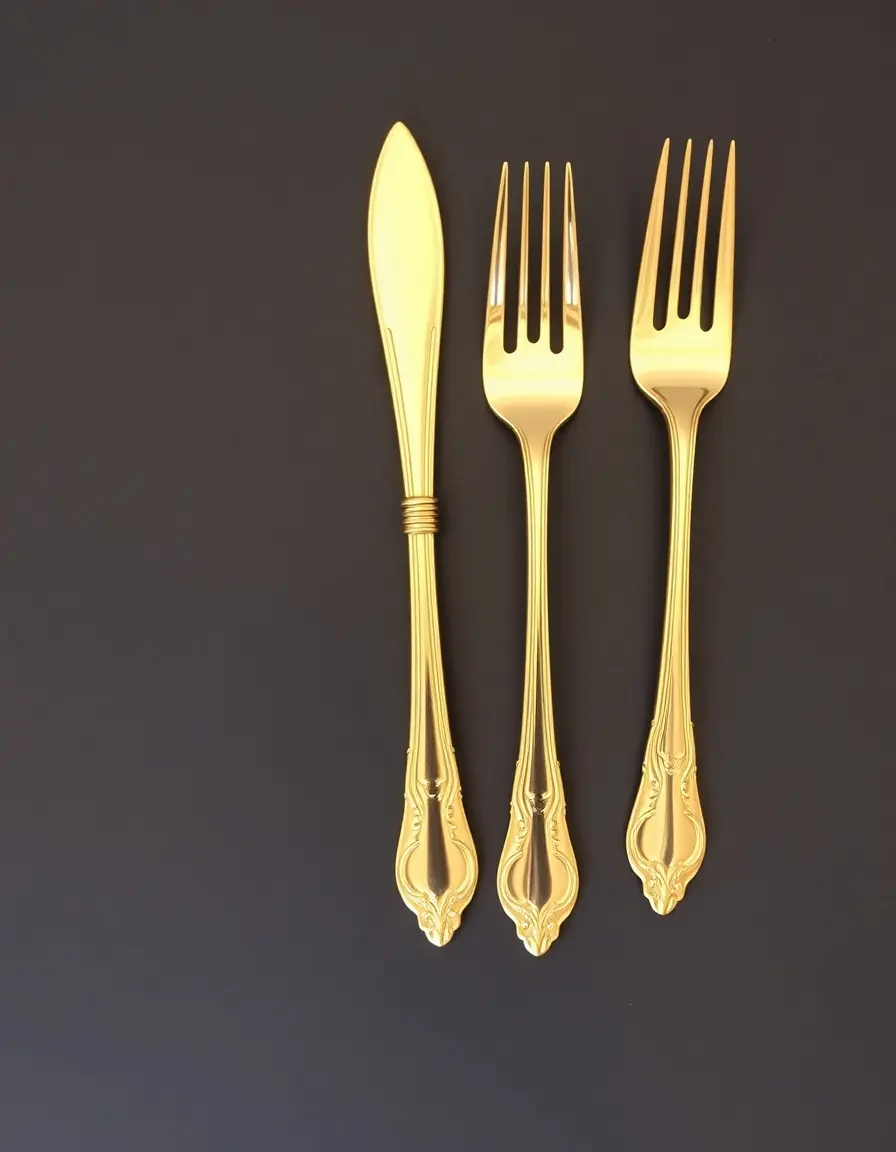 Set de fourchettes à dessert plaquées or 6 pièces