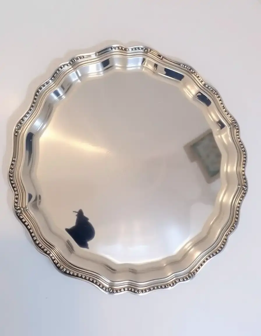 Plat de service en argent sterling gravé