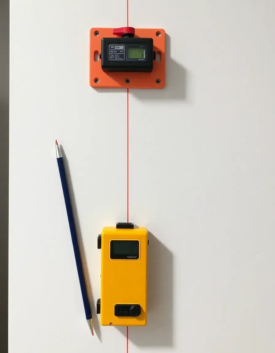 Marqueur mural avec support de crayon et niveau intégré