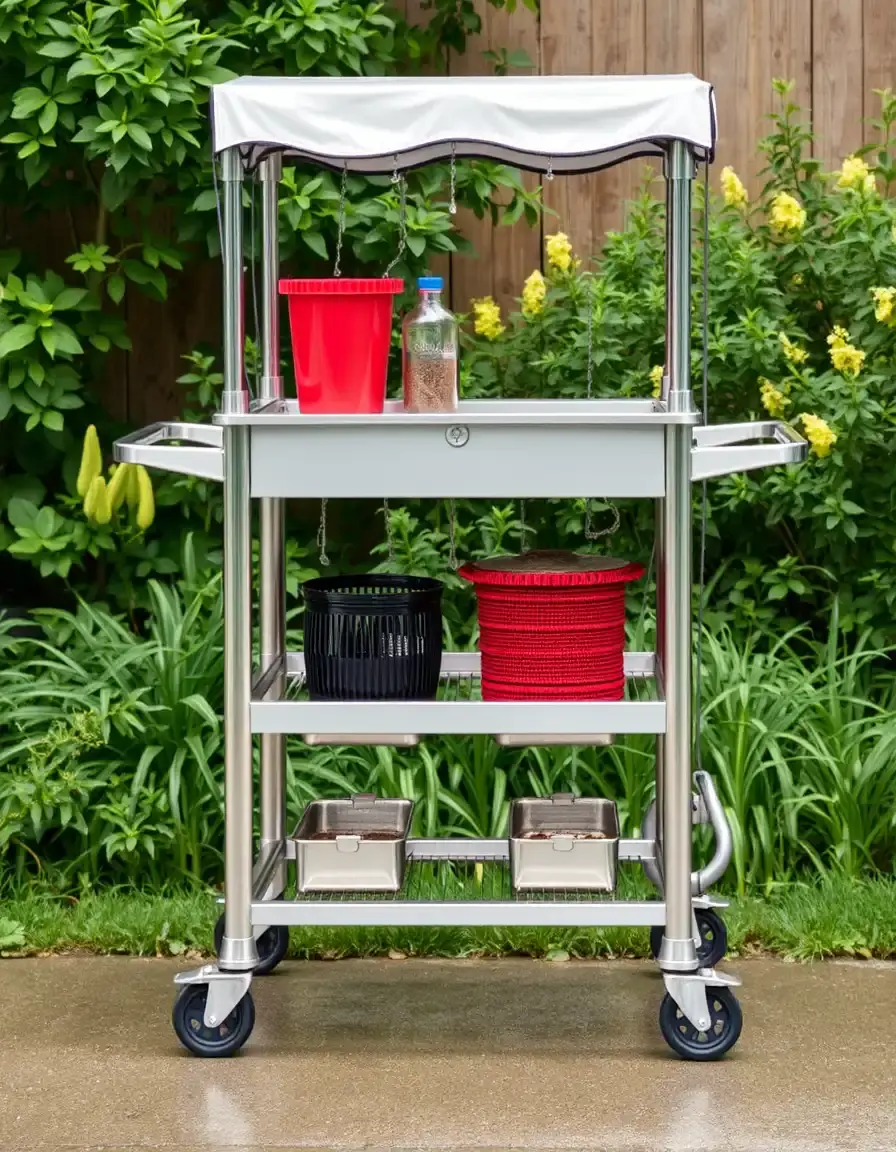 Chariot de cuisine extérieur en acier inoxydable
