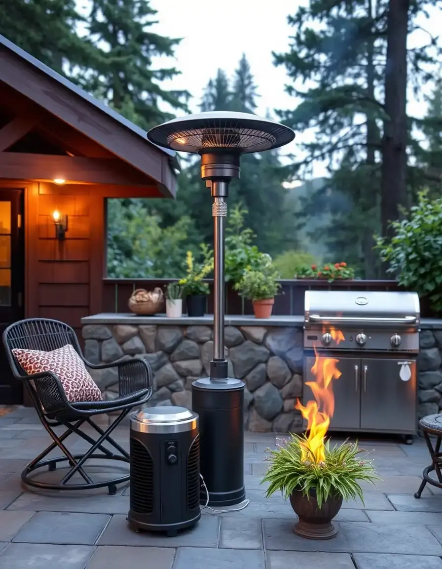 Petit chauffage portable pour cuisine extérieure