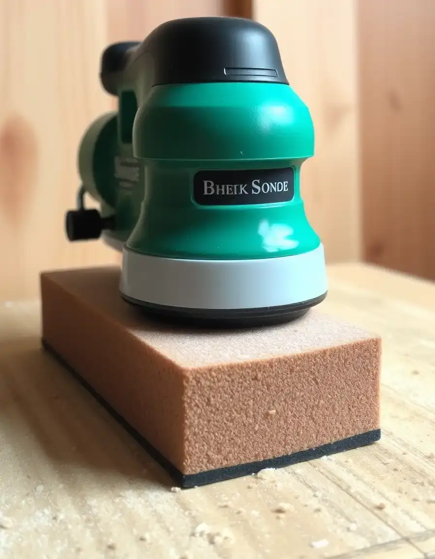 Éponge à poncer grain fin pour rénovation plan de travail bois