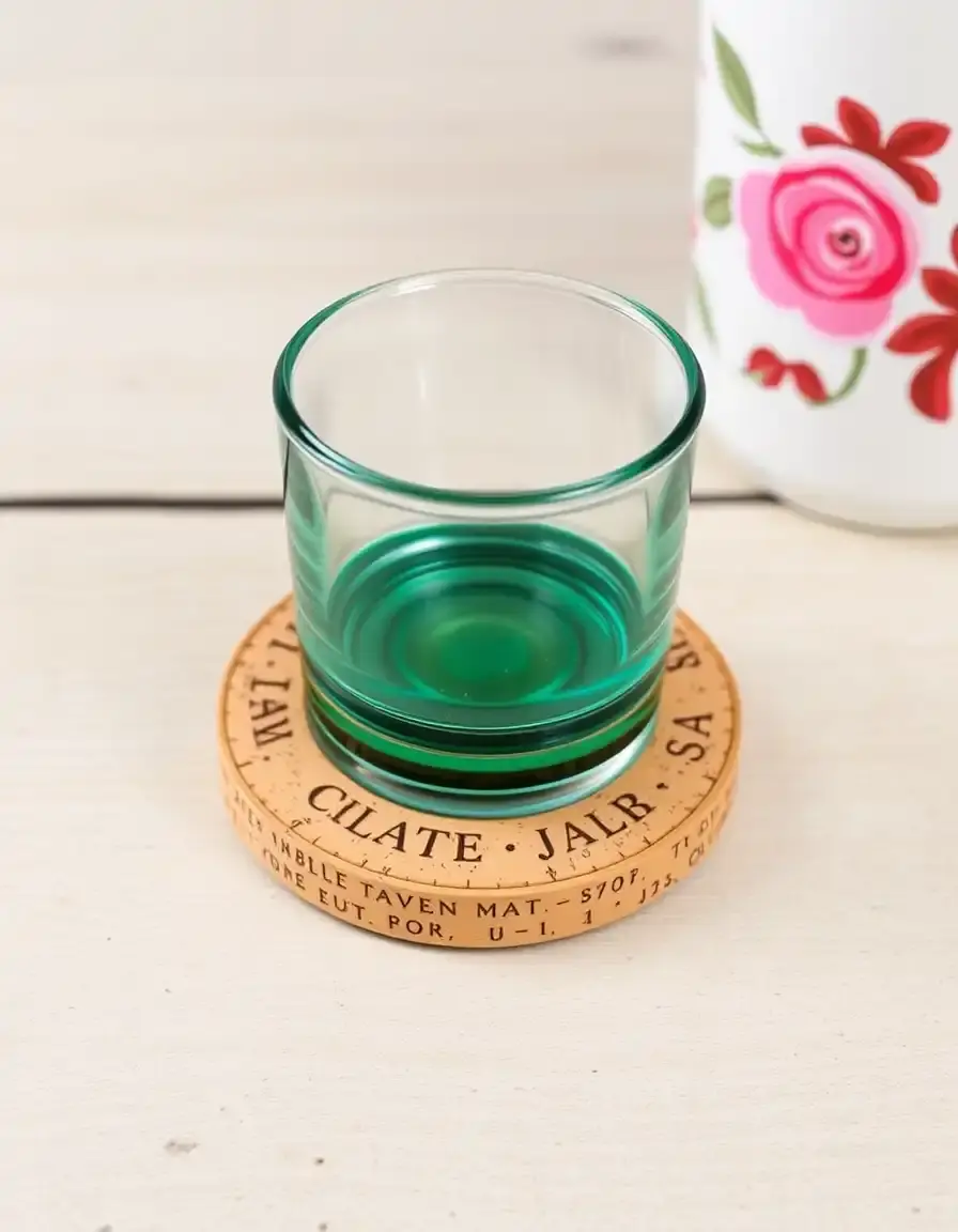 Ensemble de dessous de verre en liège avec support moderne