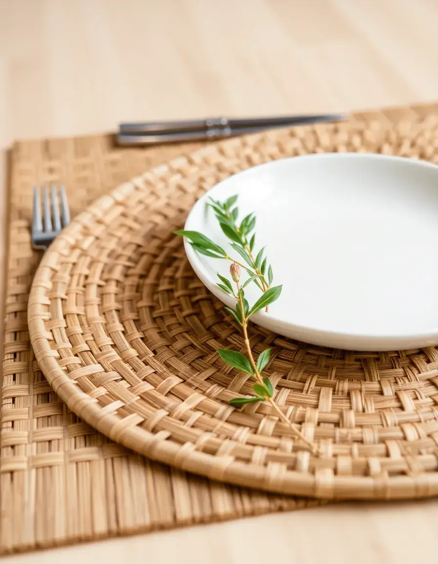 Set de table tressé en bambou naturel pour cuisine moderne