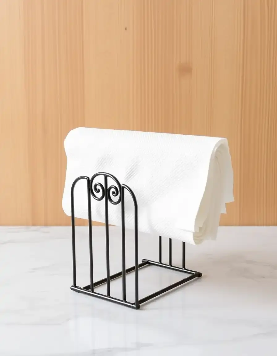 Support à serviettes vertical en métal noir pour table de cuisine