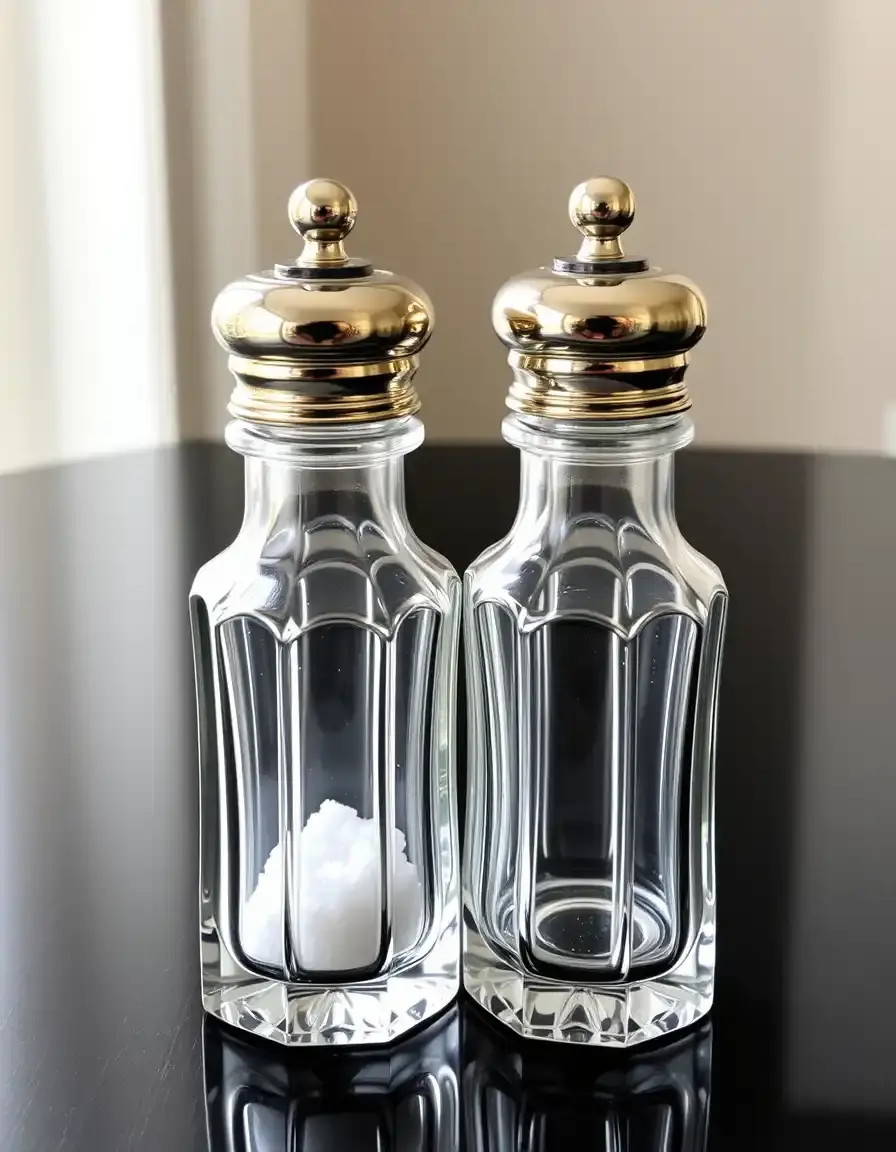 Salière et poivrière en verre avec bouchons inox