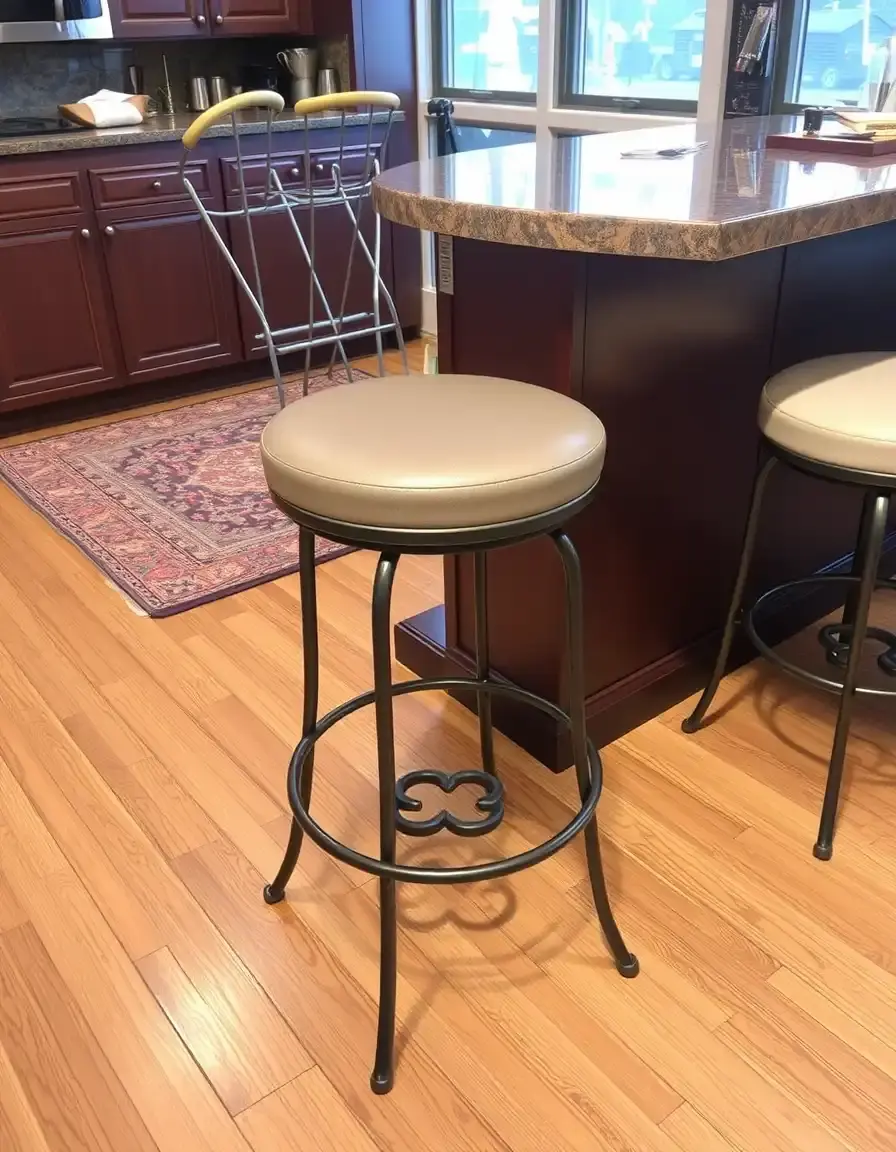 Tabouret de bar moderne avec dossier en métal pour table cuisine haute