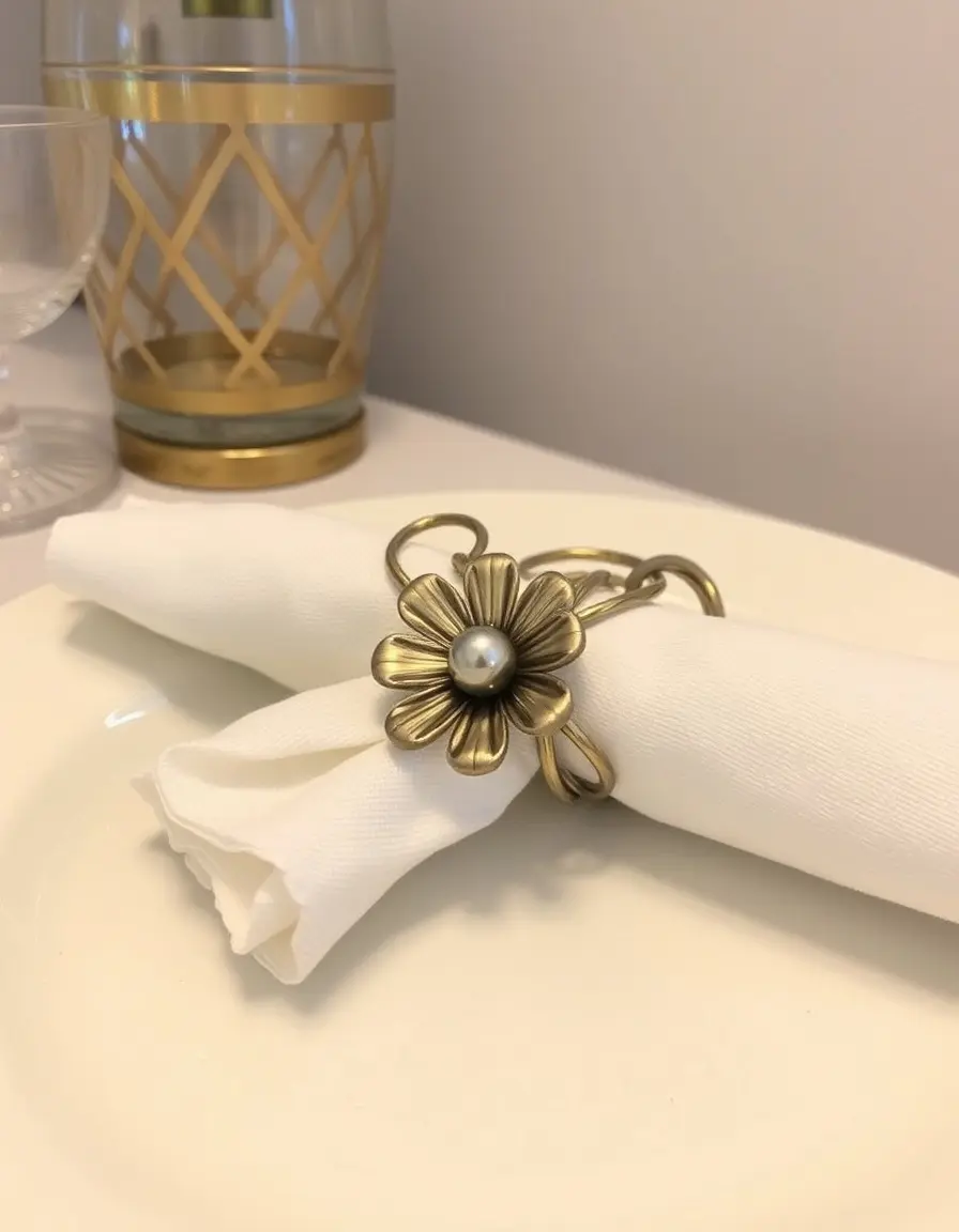 Ronds de serviette en métal décoratifs pour table moderne