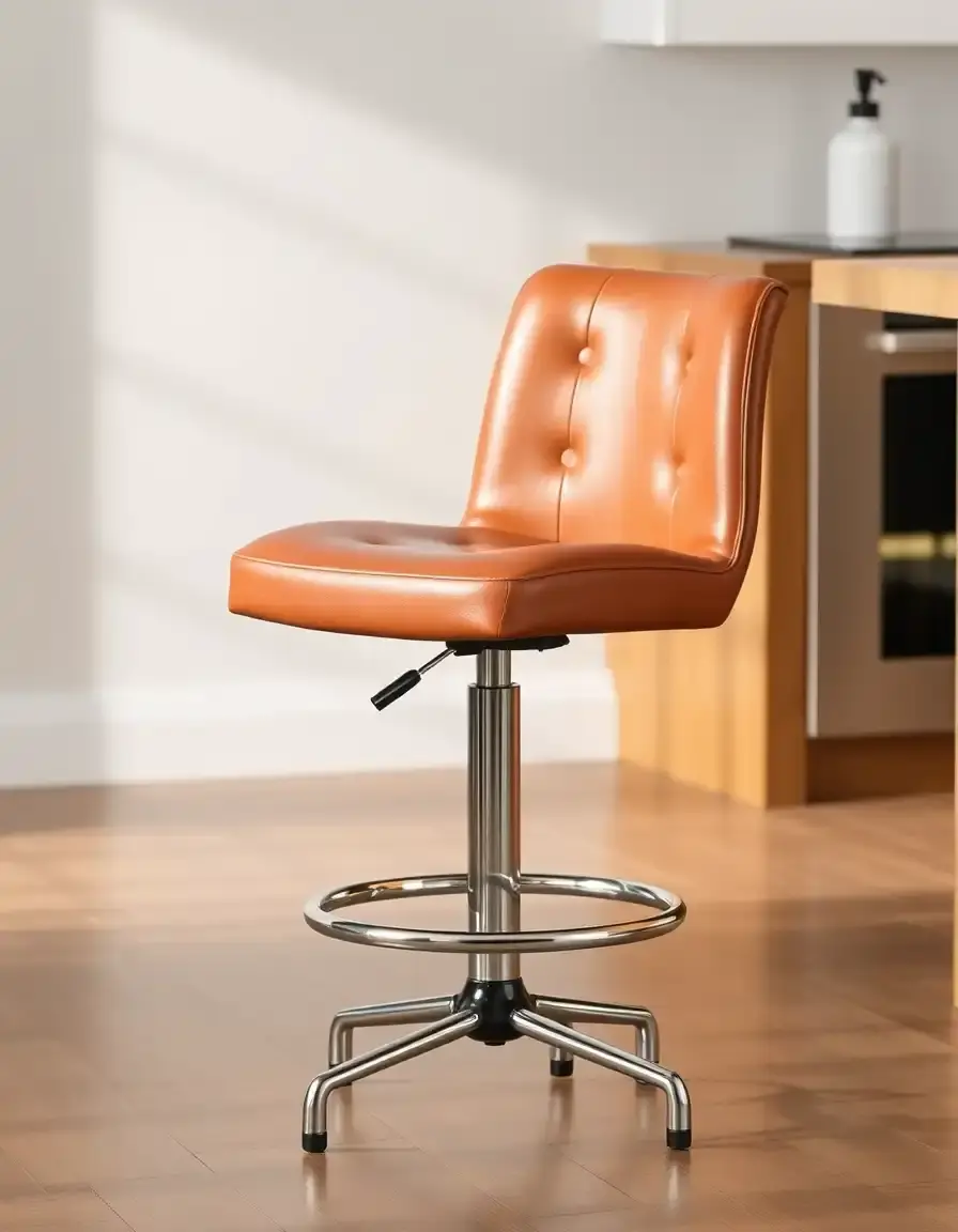Tabouret de cuisine pivotant avec revêtement cuir et rotation à 360 degrés